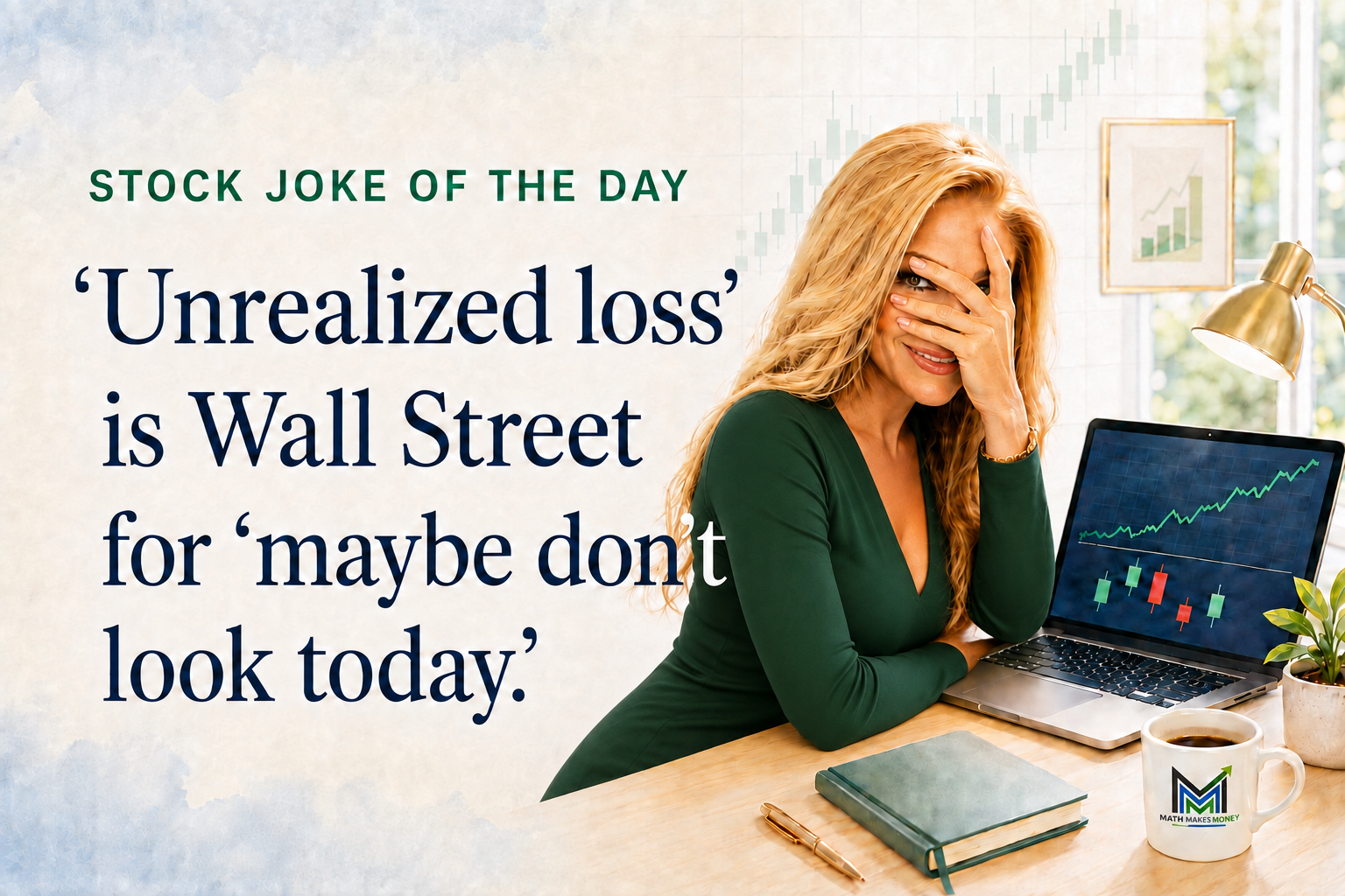 Stock Joke of the Day - Unrealized loss is Wall Street for maybe don't look today - Maria peeking through her fingers (tap to enlarge)