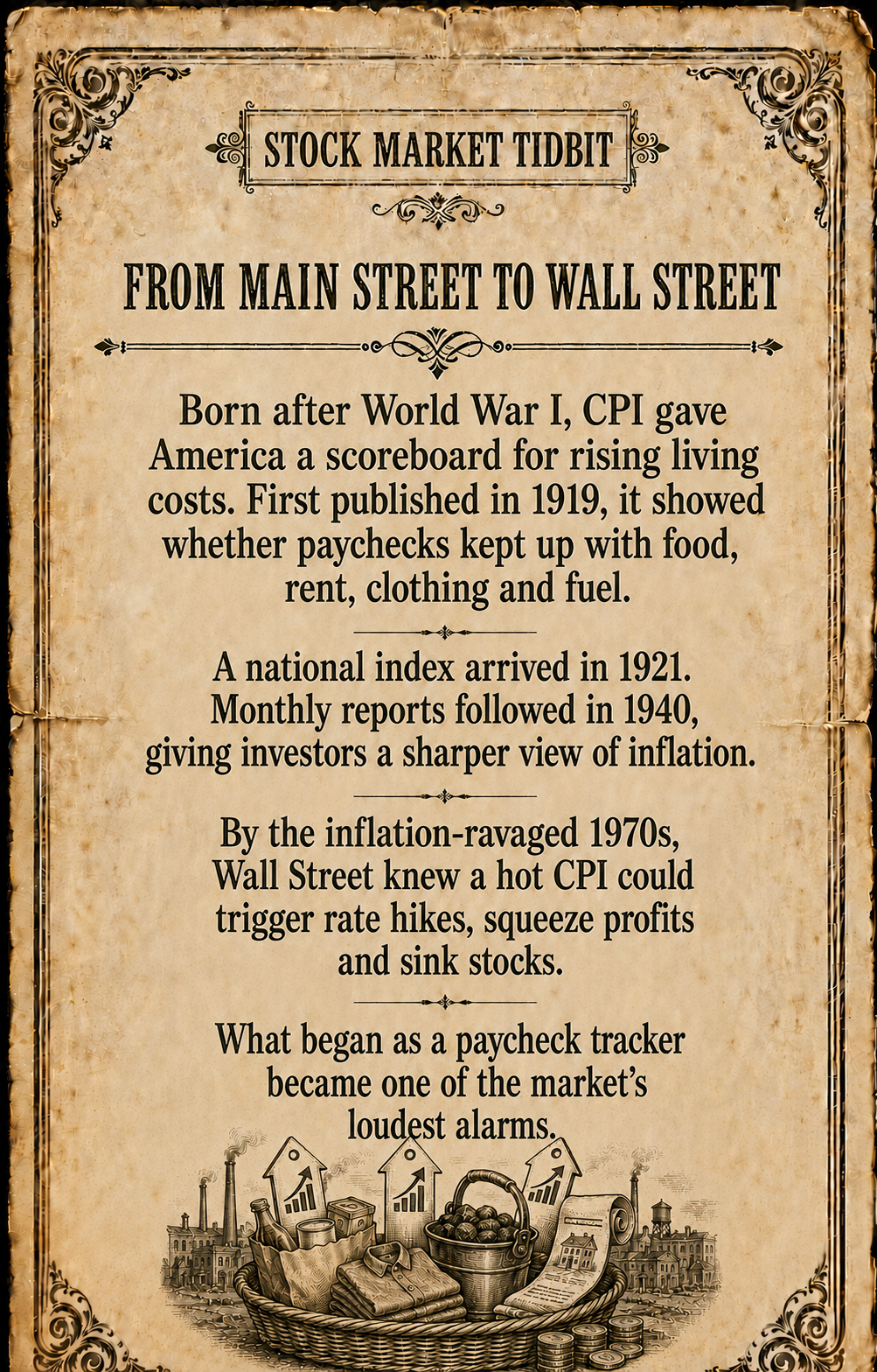 Stock Market Tidbit - From Main Street to Wall Street - CPI history from 1919 to the 1970s, paycheck tracker becomes one of the markets loudest alarms (tap to enlarge)